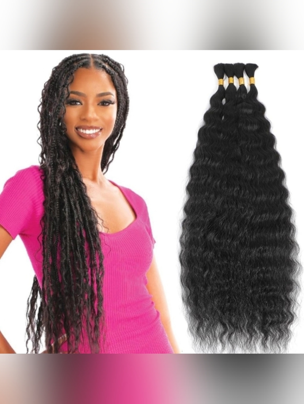 Super Wave Bulk Human Hair For Braiding 100% Human Hair Natural Black 24"